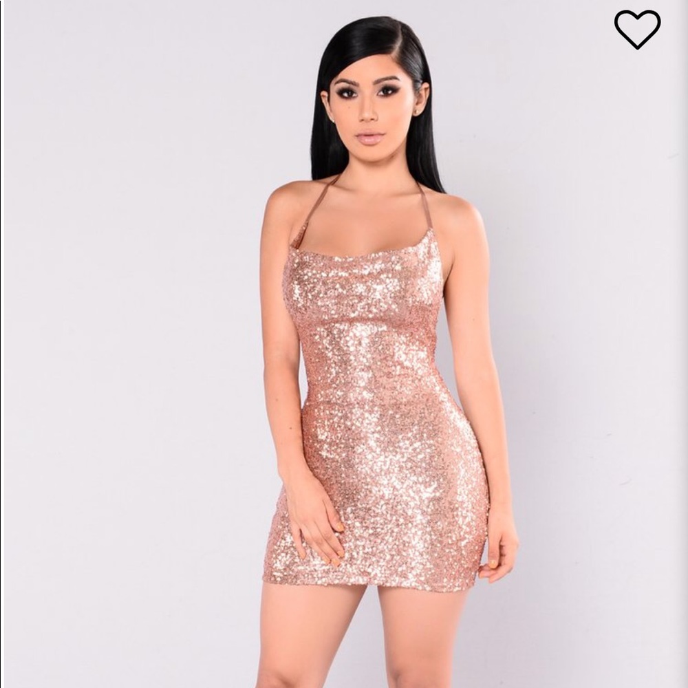 Rose gold sequin dress